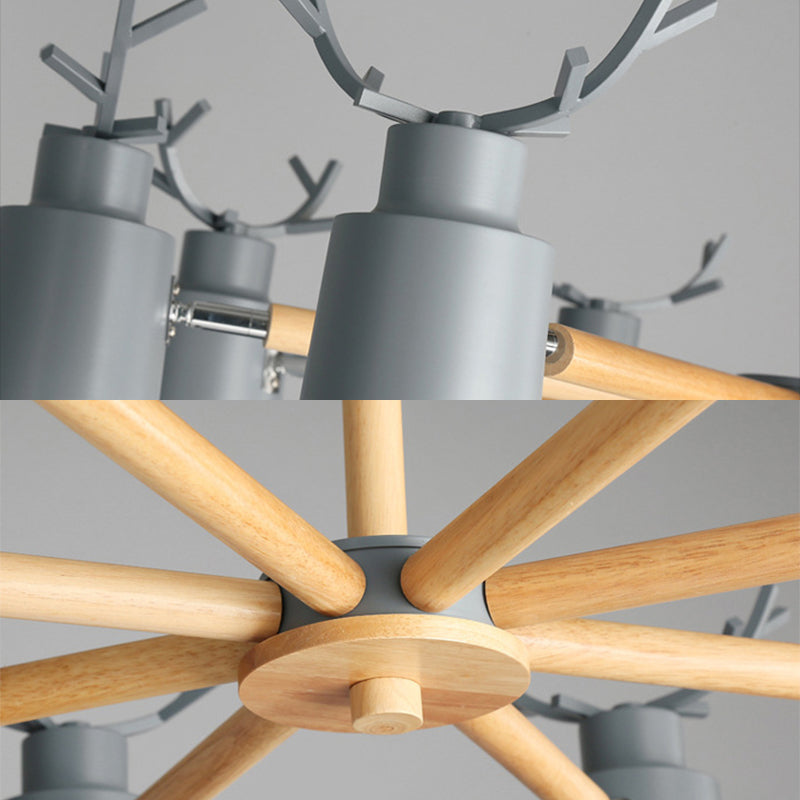 Deer Horn Shape Chandelier Eight Lights Rustic Stylish Metal Pendant Light for Living Room Clearhalo 'Ceiling Lights' 'Chandeliers' Lighting' options 188898