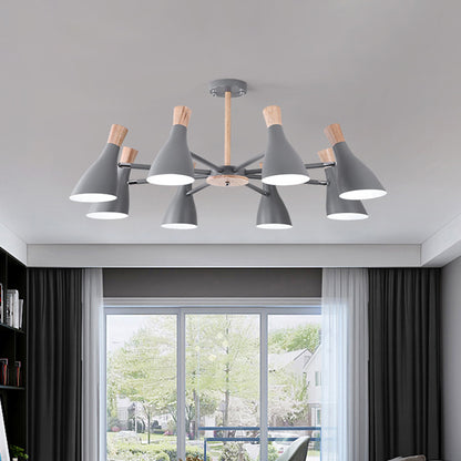 Macaron Style Pendant Light Bottle Shape 8 Bulbs Metal Chandelier for Living Room Grey Clearhalo 'Ceiling Lights' 'Chandeliers' Lighting' options 188954_fdea9202-c737-4411-a0ec-89b4d0ef6a02