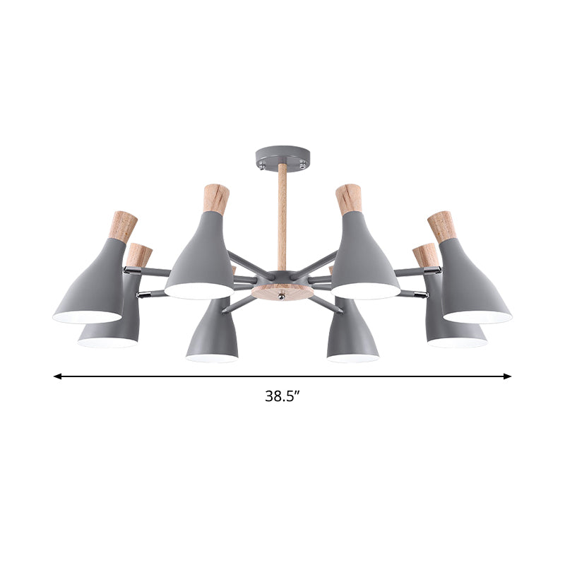 Macaron Style Pendant Light Bottle Shape 8 Bulbs Metal Chandelier for Living Room Clearhalo 'Ceiling Lights' 'Chandeliers' Lighting' options 188957