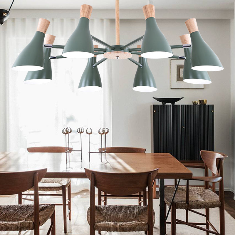 Macaron Style Pendant Light Bottle Shape 8 Bulbs Metal Chandelier for Living Room Clearhalo 'Ceiling Lights' 'Chandeliers' Lighting' options 188962