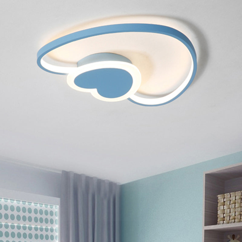 Heart Shape Flush Mount Light Nordic Style Metal Ceiling Light for Baby Room Kitchen Blue Clearhalo 'Ceiling Lights' 'Close To Ceiling Lights' 'Close to ceiling' 'Flush mount' Lighting' 189008