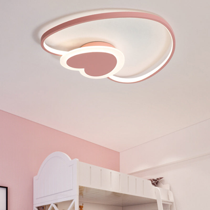 Heart Shape Flush Mount Light Nordic Style Metal Ceiling Light for Baby Room Kitchen Pink Clearhalo 'Ceiling Lights' 'Close To Ceiling Lights' 'Close to ceiling' 'Flush mount' Lighting' 189011