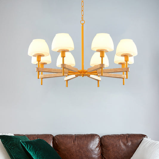 Kids Urn Shade Hanging Lamp Metal & Glass 6 Lights Chandelier for Child Bedroom Clearhalo 'Ceiling Lights' 'Chandeliers' Lighting' options 189020