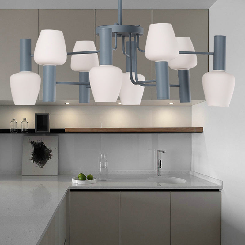 Undertint Bud Shaped Ceiling Pendant 8 Bulbs Macaron Loft Milk Glass Chandelier Clearhalo 'Ceiling Lights' 'Chandeliers' Lighting' options 189031