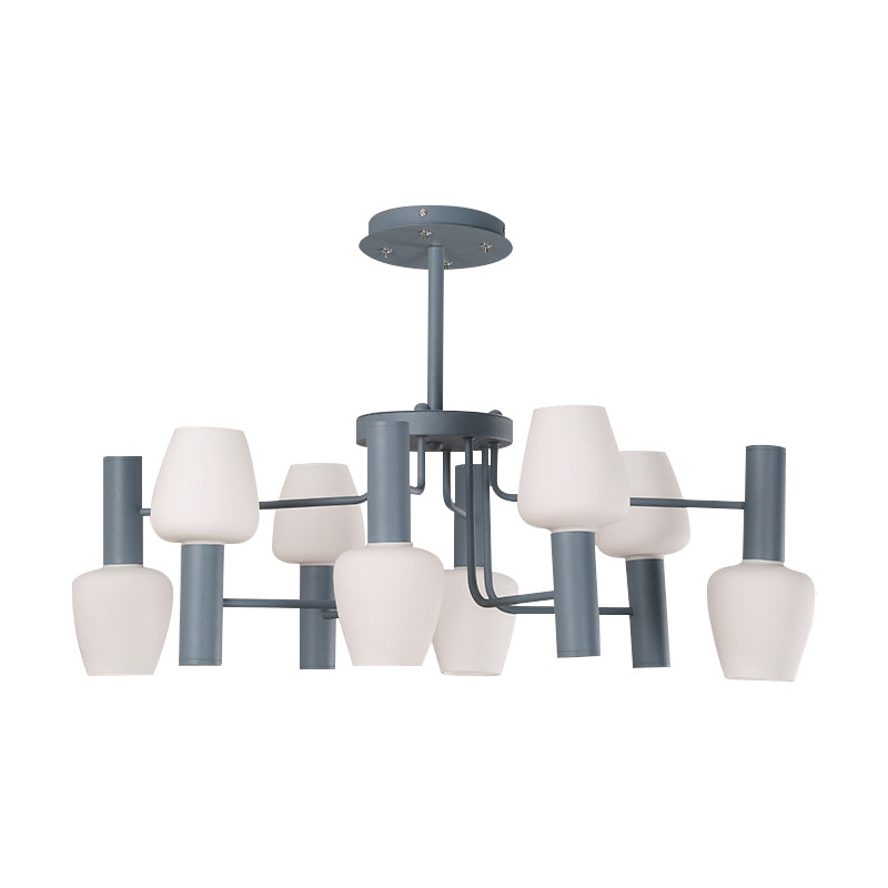Undertint Bud Shaped Ceiling Pendant 8 Bulbs Macaron Loft Milk Glass Chandelier Clearhalo 'Ceiling Lights' 'Chandeliers' Lighting' options 189032