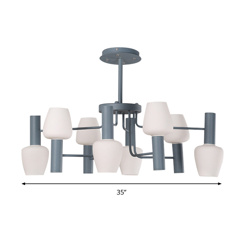 Undertint Bud Shaped Ceiling Pendant 8 Bulbs Macaron Loft Milk Glass Chandelier Clearhalo 'Ceiling Lights' 'Chandeliers' Lighting' options 189033