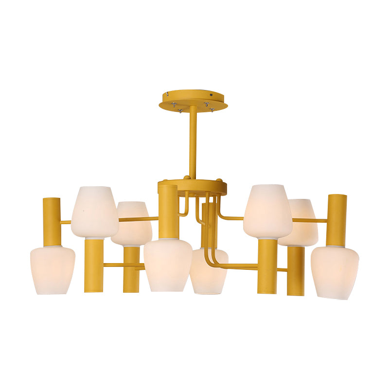 Undertint Bud Shaped Ceiling Pendant 8 Bulbs Macaron Loft Milk Glass Chandelier Clearhalo 'Ceiling Lights' 'Chandeliers' Lighting' options 189036