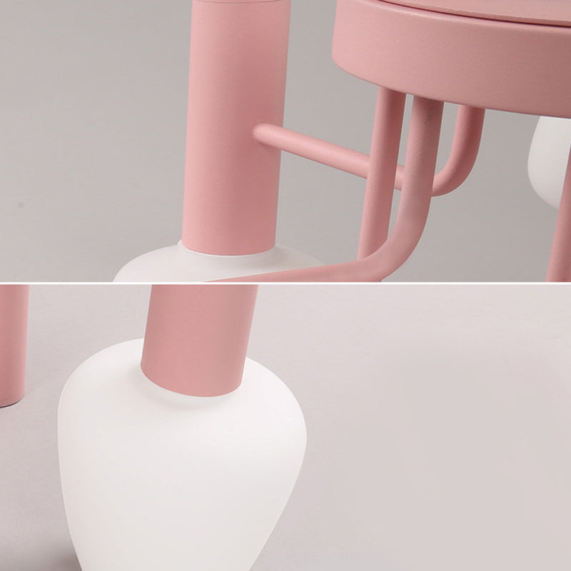 Undertint Bud Shaped Ceiling Pendant 8 Bulbs Macaron Loft Milk Glass Chandelier Clearhalo 'Ceiling Lights' 'Chandeliers' Lighting' options 189040