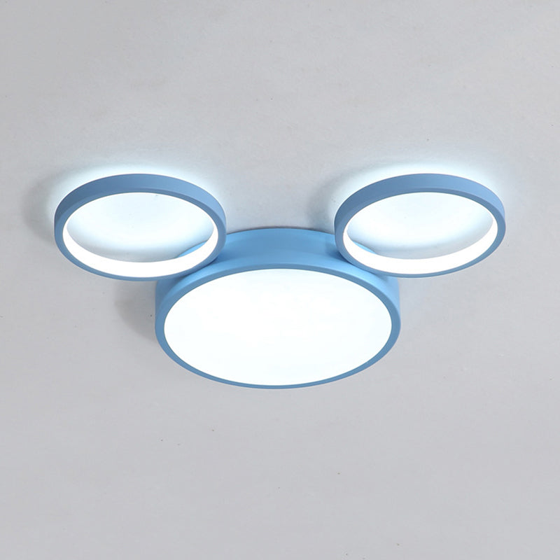Mouse Kids Bedroom Flush Mount Light Acrylic Nordic Style Candy Colored Ceiling Lamp Blue White Clearhalo 'Ceiling Lights' 'Close To Ceiling Lights' 'Close to ceiling' 'Flush mount' Lighting' 189095