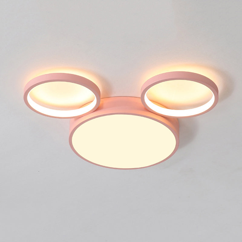 Mouse Kids Bedroom Flush Mount Light Acrylic Nordic Style Candy Colored Ceiling Lamp Pink Warm Clearhalo 'Ceiling Lights' 'Close To Ceiling Lights' 'Close to ceiling' 'Flush mount' Lighting' 189098