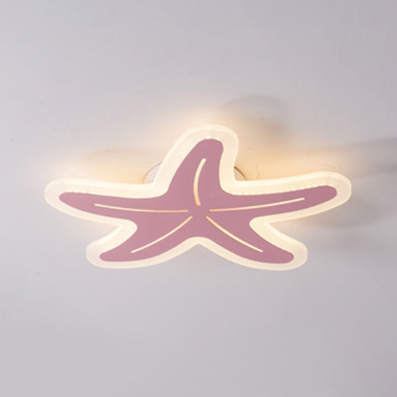 Acrylic Starfish Ceiling Mount Light Boys Girls Bedroom Nordic Style Undertint Ceiling Fixture Clearhalo 'Ceiling Lights' 'Close To Ceiling Lights' 'Close to ceiling' 'Flush mount' Lighting' 189117
