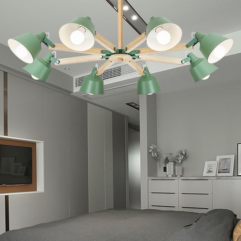Metal Bucket Shade Chandelier Multi-Head Macaron Hanging Light for Kindergarten Clearhalo 'Ceiling Lights' 'Chandeliers' Lighting' options 189285