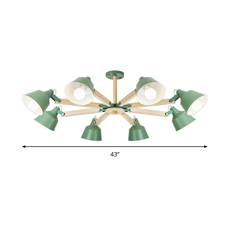 Metal Bucket Shade Chandelier Multi-Head Macaron Hanging Light for Kindergarten Clearhalo 'Ceiling Lights' 'Chandeliers' Lighting' options 189287