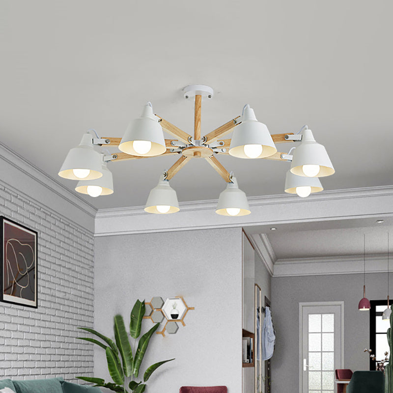 Metal Bucket Shade Chandelier Multi-Head Macaron Hanging Light for Kindergarten 8 White Clearhalo 'Ceiling Lights' 'Chandeliers' Lighting' options 189288_036d56f0-a788-4a29-bd7e-cdce28604863