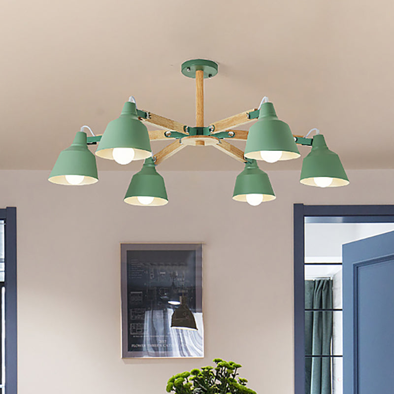 Metal Bucket Shade Chandelier Multi-Head Macaron Hanging Light for Kindergarten Clearhalo 'Ceiling Lights' 'Chandeliers' Lighting' options 189292