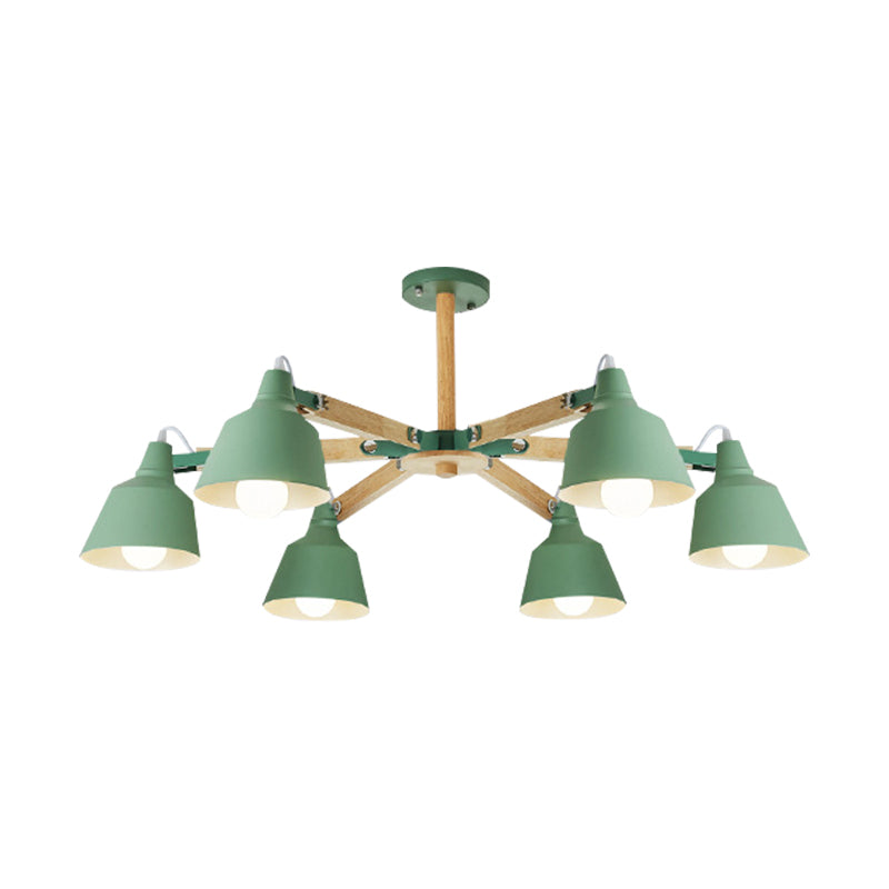 Metal Bucket Shade Chandelier Multi-Head Macaron Hanging Light for Kindergarten Clearhalo 'Ceiling Lights' 'Chandeliers' Lighting' options 189293