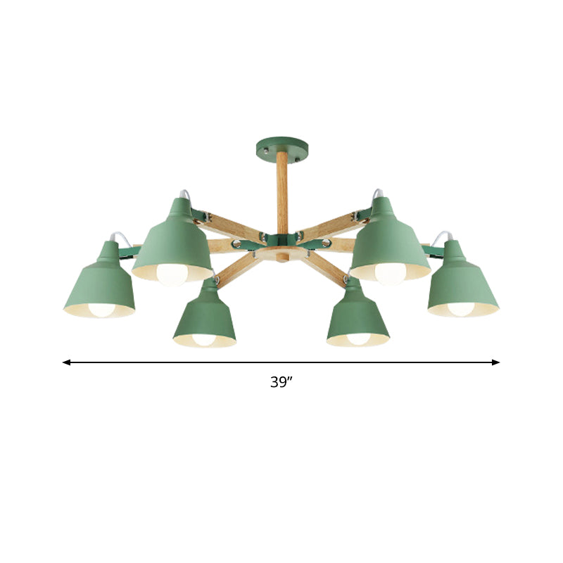 Metal Bucket Shade Chandelier Multi-Head Macaron Hanging Light for Kindergarten Clearhalo 'Ceiling Lights' 'Chandeliers' Lighting' options 189294