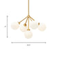 Simple Gold Chandelier Light Globe Shade 5 Lights Milk Glass G9 Hanging Light for Restaurant Clearhalo 'Ceiling Lights' 'Chandeliers' 'Glass shade' 'Glass' 'Modern Chandeliers' 'Modern' Lighting' 189323