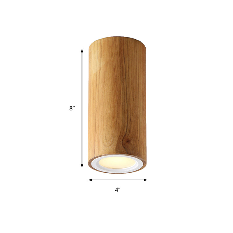 Wood Cylinder Down Light Asian Style Flush Mount Light in Beige for Dining Room Clearhalo 'Ceiling Lights' 'Close To Ceiling Lights' 'Close to ceiling' 'Flush mount' Lighting' 189328