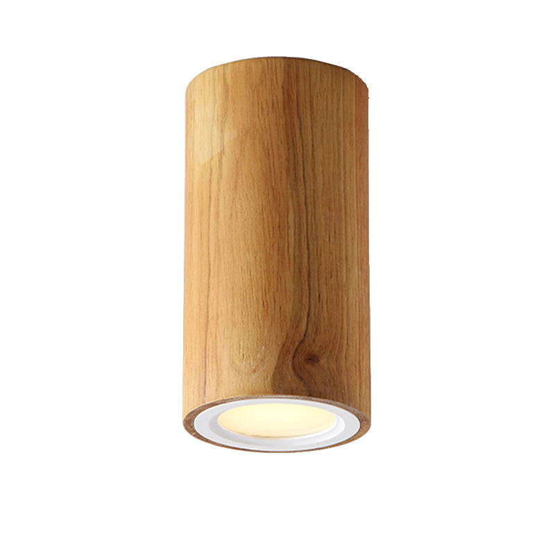 Wood Cylinder Down Light Asian Style Flush Mount Light in Beige for Dining Room Clearhalo 'Ceiling Lights' 'Close To Ceiling Lights' 'Close to ceiling' 'Flush mount' Lighting' 189330