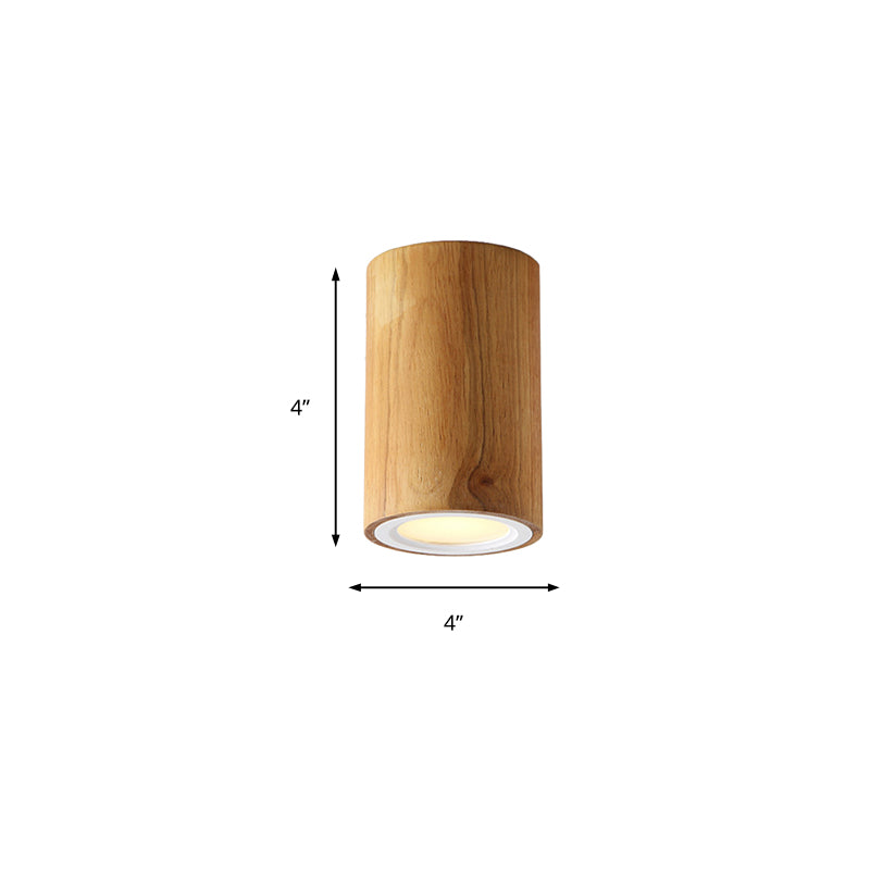 Wood Cylinder Down Light Asian Style Flush Mount Light in Beige for Dining Room Clearhalo 'Ceiling Lights' 'Close To Ceiling Lights' 'Close to ceiling' 'Flush mount' Lighting' 189334