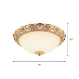 14"/16" W LED Flushmount Lighting Classic Style Cloche Opaline Glass Ceiling Light Fixture in Gold Clearhalo 'Ceiling Lights' 'Close To Ceiling Lights' 'Close to ceiling' 'Flush mount' Lighting' 1894464