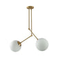 Milk Glass Orb Pendant Light Height Adjustable Simple Chandelier in White & Brass for Cafe Clearhalo 'Ceiling Lights' 'Chandeliers' 'Modern Chandeliers' 'Modern' Lighting' 189461