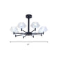 8 Lights Urn Shape Chandelier Modern Metal and Acrylic Pendant Light in Black for Adult Bedroom Clearhalo 'Ceiling Lights' 'Chandeliers' 'Modern Chandeliers' 'Modern' Lighting' 189499