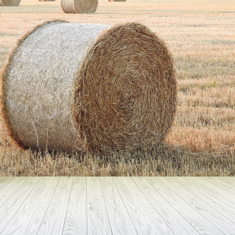 Modern Scenery Stacked Hay Mural Dark Color Stained Resistant Wall Art for Bedroom Clearhalo 'Wall Decor' 'Wall Mural' 1895649