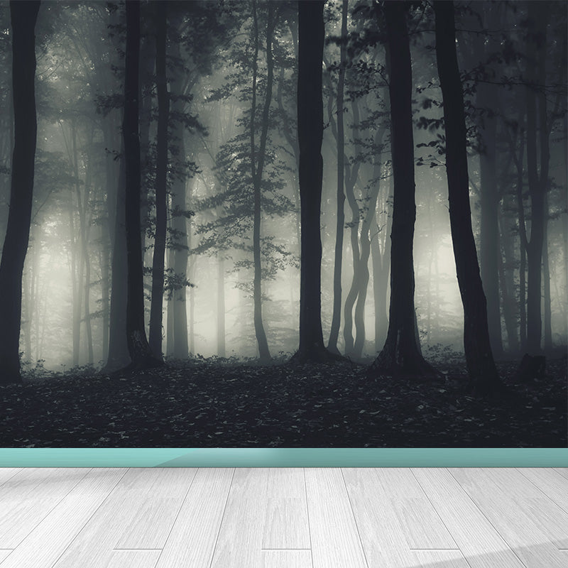 Photographic Misty Forest Wall Mural Big Wall Decor for House Interior, Custom Size Clearhalo 'Wall Decor' 'Wall Mural' 1895889