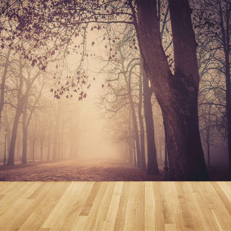 Photographic Misty Forest Wall Mural Big Wall Decor for House Interior, Custom Size Clearhalo 'Wall Decor' 'Wall Mural' 1895899