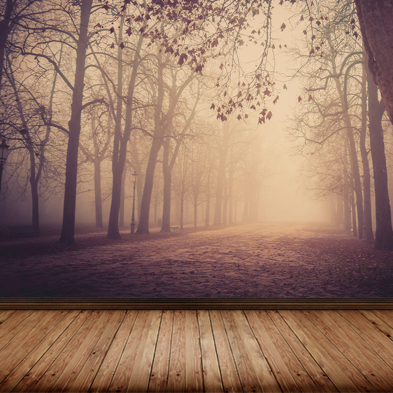 Photographic Misty Forest Wall Mural Big Wall Decor for House Interior, Custom Size Clearhalo 'Wall Decor' 'Wall Mural' 1895900