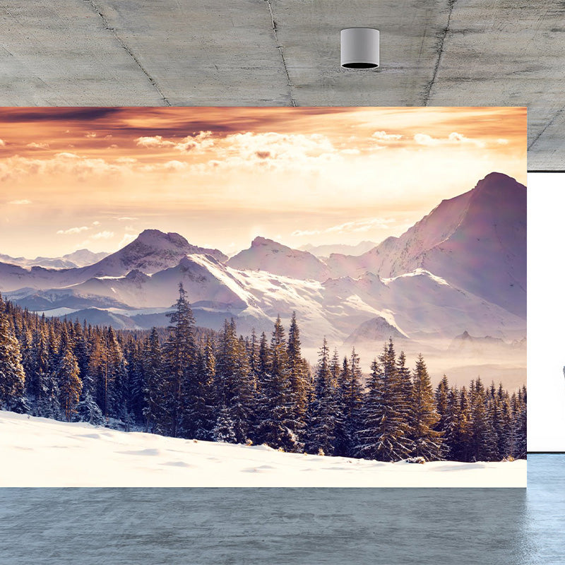 Cloudy Forest Landscape Mural Decal Contemporary Non-Woven Wall Covering in Soft Color Brown Clearhalo 'Wall Decor' 'Wall Mural' 1895908