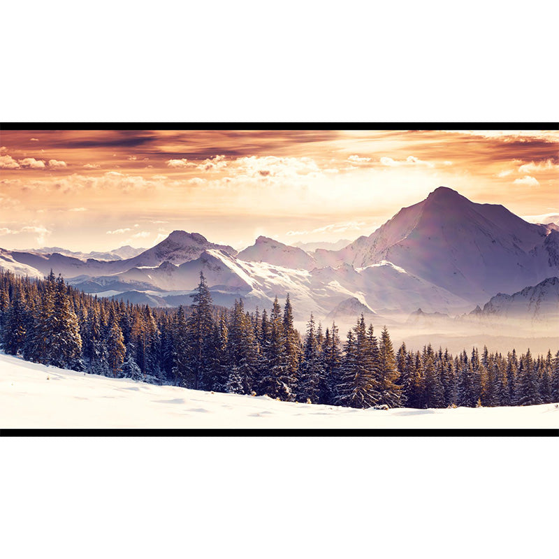 Cloudy Forest Landscape Mural Decal Contemporary Non-Woven Wall Covering in Soft Color Clearhalo 'Wall Decor' 'Wall Mural' 1895911