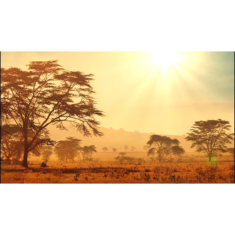 Cloudy Forest Landscape Mural Decal Contemporary Non-Woven Wall Covering in Soft Color Clearhalo 'Wall Decor' 'Wall Mural' 1895916