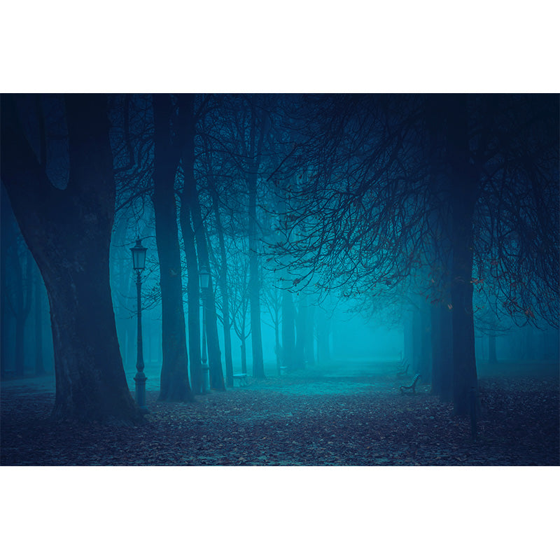 Cloudy Forest Landscape Mural Decal Contemporary Non-Woven Wall Covering in Soft Color Clearhalo 'Wall Decor' 'Wall Mural' 1895931