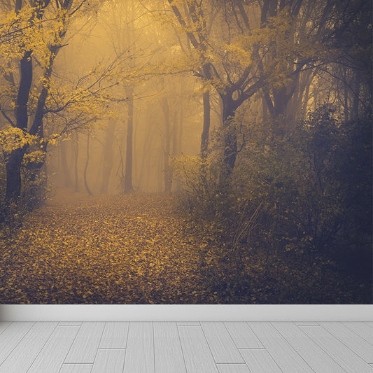 Whole Autumn Forest Mural Modern Mysterious Scenery Wall Art in Dark Color for Home