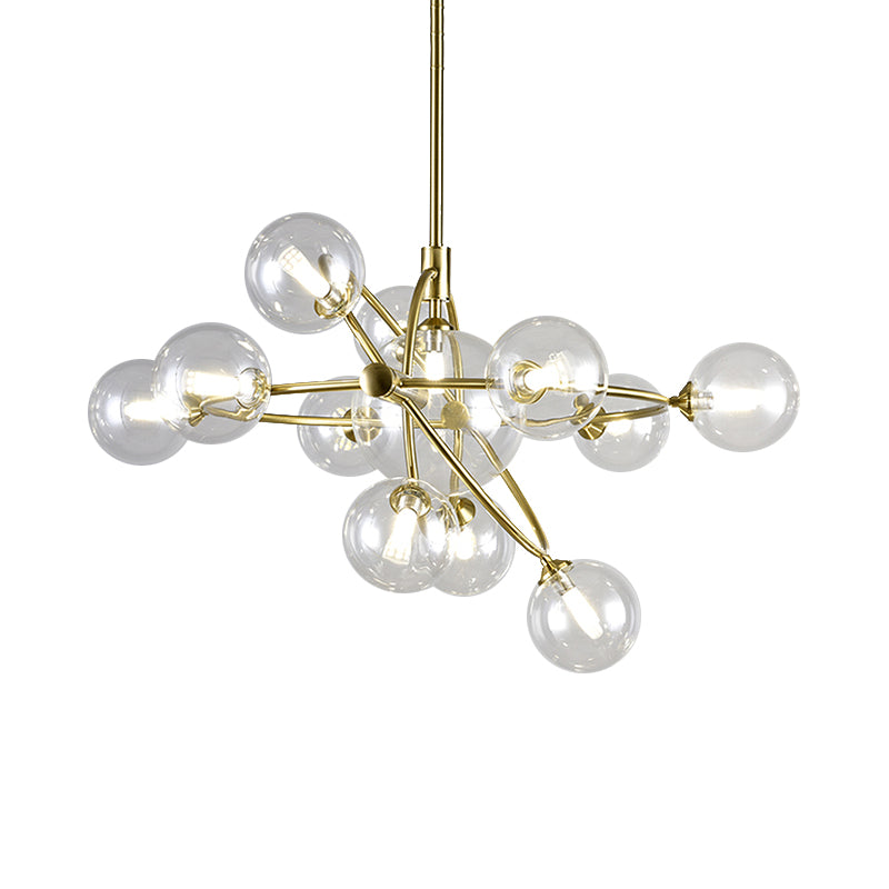 Gold Concentric Ring Pendant Light with Sphere Shade Amber/Clear/Smoke Glass Contemporary Chandelier for Living Room Clearhalo 'Ceiling Lights' 'Chandeliers' 'Clear' 'Glass shade' 'Glass' 'Industrial' 'Modern Chandeliers' 'Modern' 'Tiffany' 'Traditional Chandeliers' Lighting' 189598