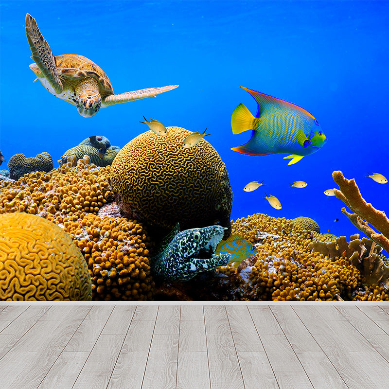 Tropics Sea Life Wall Mural Decal Dark Color Underwater Scenery Wall Decor for Bedroom Clearhalo 'Wall Decor' 'Wall Mural' 1895985