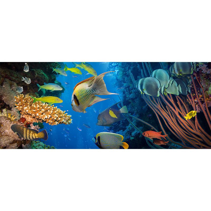 Tropics Sea Life Wall Mural Decal Dark Color Underwater Scenery Wall Decor for Bedroom Clearhalo 'Wall Decor' 'Wall Mural' 1895996