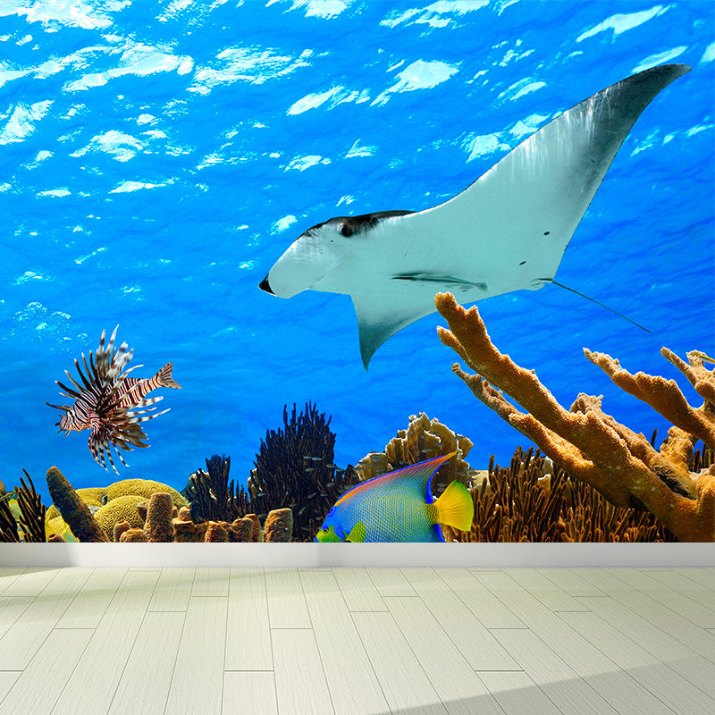 Tropics Sea Life Wall Mural Decal Dark Color Underwater Scenery Wall Decor for Bedroom Clearhalo 'Wall Decor' 'Wall Mural' 1895999