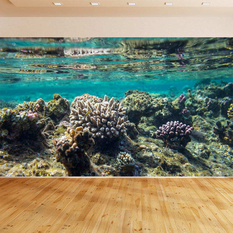 Washable Under Sea Scenery Mural Wallpaper Tropical Non-Woven Wall Covering, Custom Made Clearhalo 'Wall Decor' 'Wall Mural' 1896044