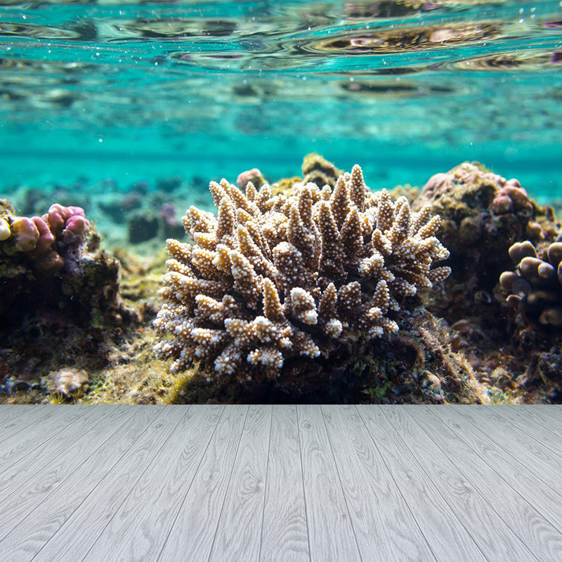 Bright Tropix Wall Paper Mural Large World Beneath the Ocean Surface Wall Decor for Room Brown Clearhalo 'Wall Decor' 'Wall Mural' 1896058