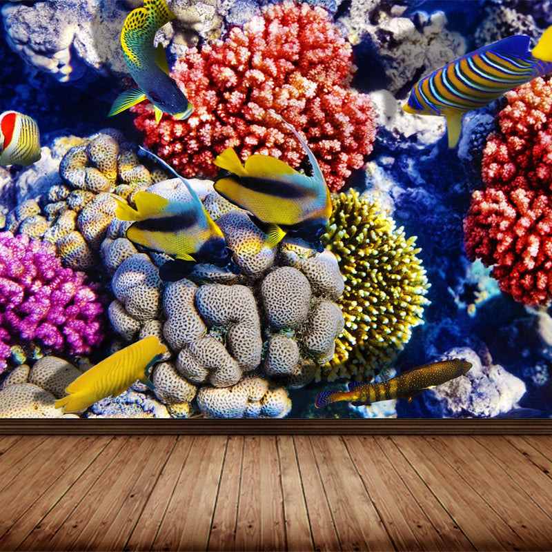 Bright Tropix Wall Paper Mural Large World Beneath the Ocean Surface Wall Decor for Room Grey Clearhalo 'Wall Decor' 'Wall Mural' 1896068