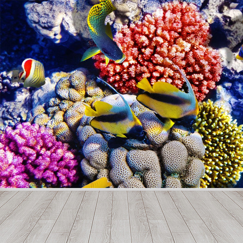 Bright Tropix Wall Paper Mural Large World Beneath the Ocean Surface Wall Decor for Room Clearhalo 'Wall Decor' 'Wall Mural' 1896070