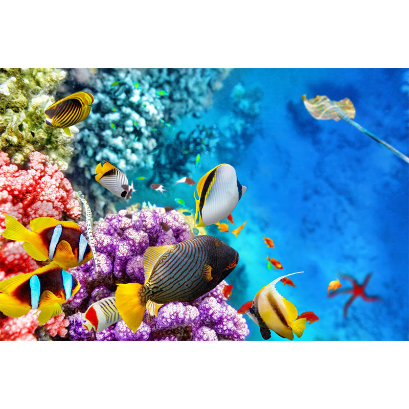 Bright Tropix Wall Paper Mural Large World Beneath the Ocean Surface Wall Decor for Room Clearhalo 'Wall Decor' 'Wall Mural' 1896076