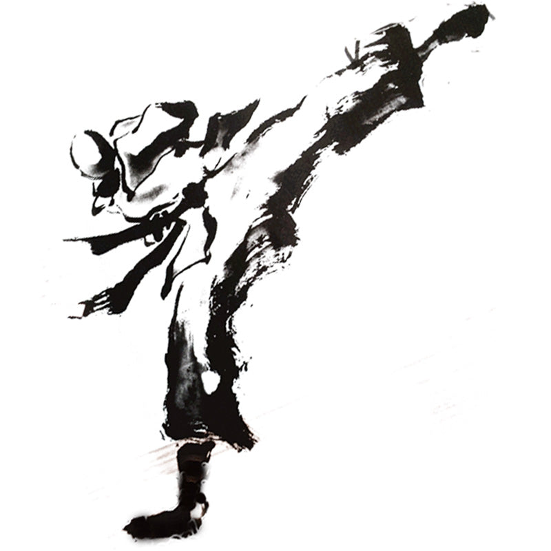 Ink Painting Knight Wall Mural Chinese Non-Woven Wall Art in Black for Boys Room Clearhalo 'Wall Decor' 'Wall Mural' 1896106