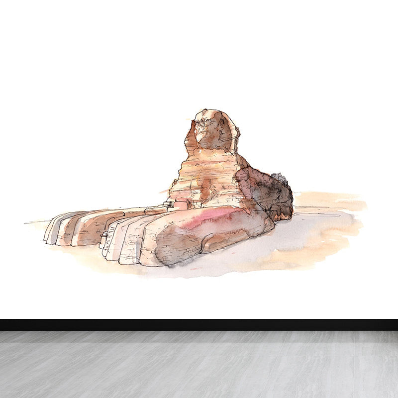 Global Inspired Historic Relics Mural Pastel Color Architecture Wall Covering for Home Brown Clearhalo 'Wall Decor' 'Wall Mural' 1896233