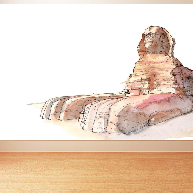 Global Inspired Historic Relics Mural Pastel Color Architecture Wall Covering for Home Clearhalo 'Wall Decor' 'Wall Mural' 1896234