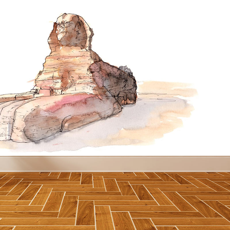 Global Inspired Historic Relics Mural Pastel Color Architecture Wall Covering for Home Clearhalo 'Wall Decor' 'Wall Mural' 1896235